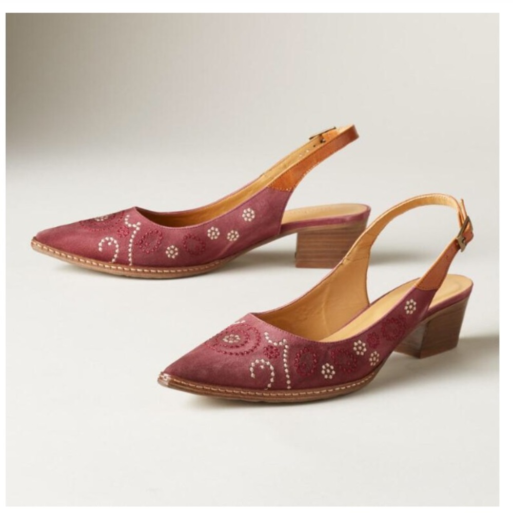 Sundance Minette red leather slingback heels 36 EU